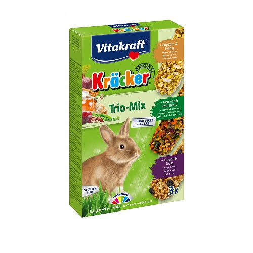 Vitakraft Kracker trio konijn popcorn/groente/druif 25087