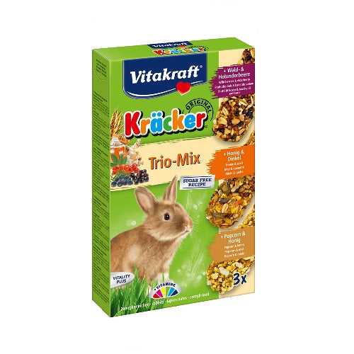 Vitakraft Kracker trio konijn bosbes/honing/popcorn 25338